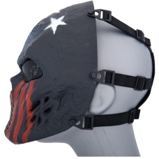 UK Arms Airsoft Villain Skull Full Face Mesh Mask - STARS STRIPES