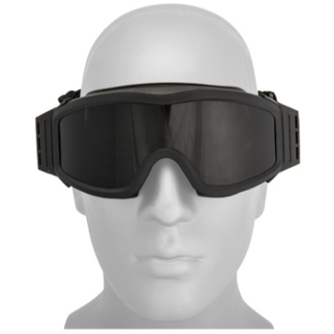 Lancer Tactical Airsoft Safety Goggles w/ Lens Kit Smoke-Clear-Yellow - BLACK