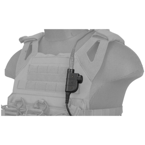 Lancer Tactical Airsoft Tactical Motorola 1-Pin Chest Push-To-Talk - BLACK