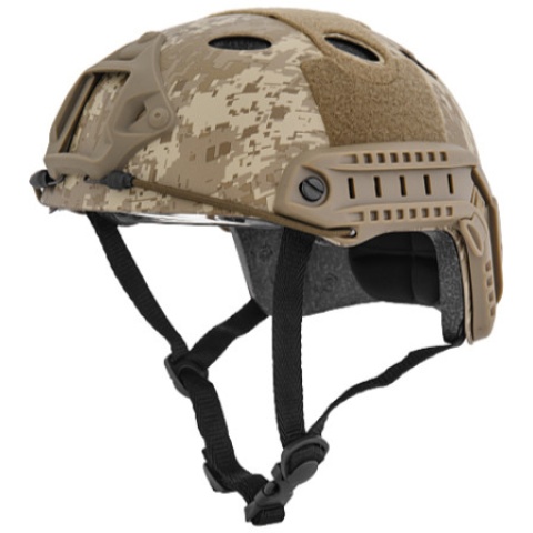 Lancer Tactical Airsoft Tactical Helmet w/ Retractable Visor - DESERT DIGITAL