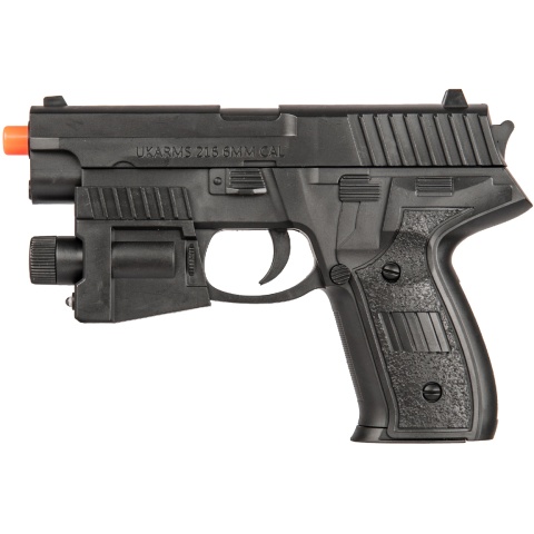 UK Arms Airsoft Spring Powered Laser Pistol w/ Strobe - BLACK