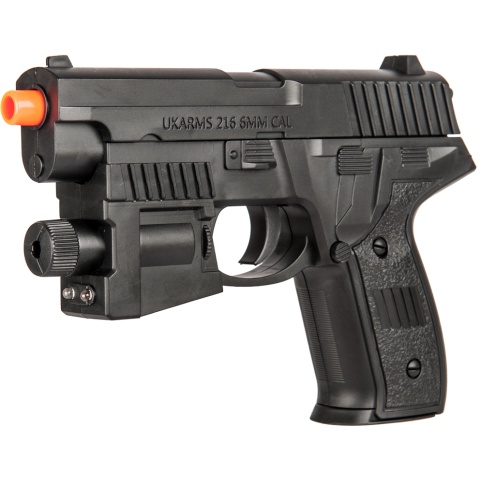 UK Arms Airsoft Spring Powered Laser Pistol w/ Strobe - BLACK