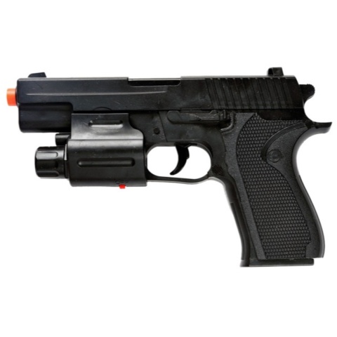 UK Arms Airsoft Spring Powered Laser Flashlight Pistol - BLACK