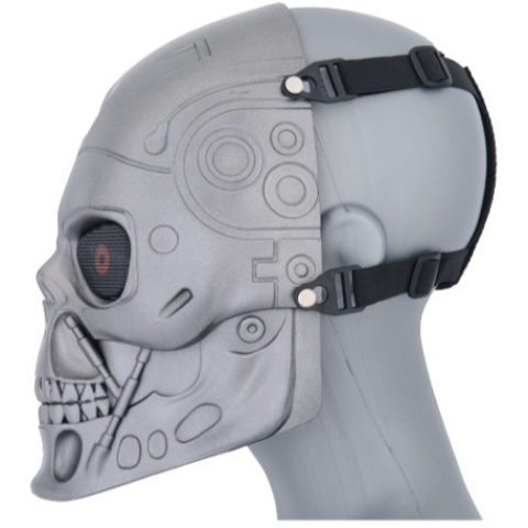 UK Arms Airsoft Full Face Shock Resistant Terminator Mask - SILVER