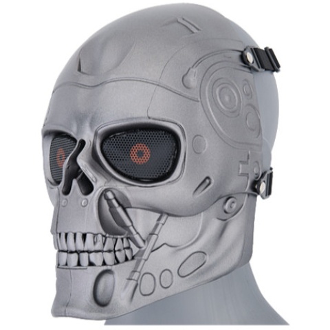 UK Arms Airsoft Full Face Shock Resistant Terminator Mask - SILVER