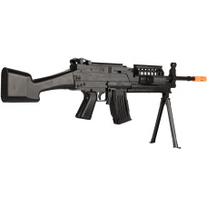 UK Arms Airsoft Spring Bipod Laser Flashlight Rifle Set - BLACK