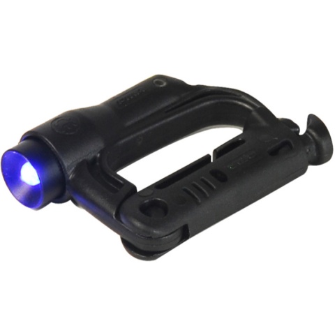 FMA Airsoft D-Buckle Button Release Mini BLUE LED - BLACK