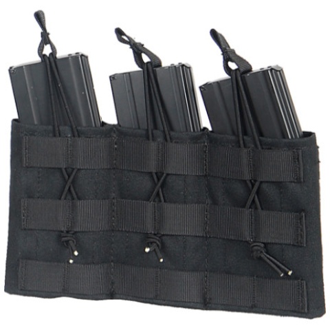 Lancer Tactical Airsoft Triple MOLLE Bungee Mag Pouch - BLACK