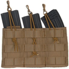 Lancer Tactical Airsoft Triple MOLLE Bungee Mag Pouch - TAN