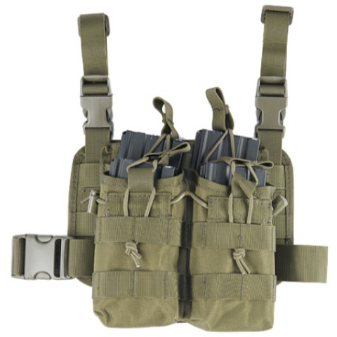 Lancer Tactical Airsoft Tactical 2x2 MOLLE Bungee Leg Rig - OD GREEN