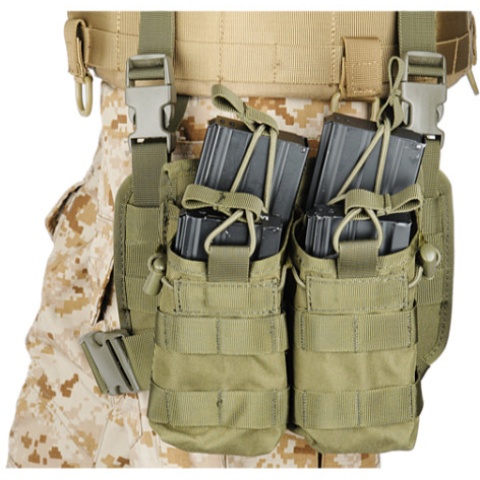 Lancer Tactical Airsoft Tactical 2x2 MOLLE Bungee Leg Rig - OD GREEN