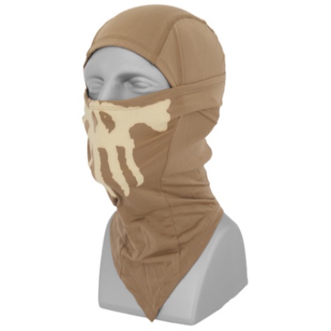 UK Arms Airsoft Tactical Glow-in-Dark Skull Balaclava Face Mask - TAN