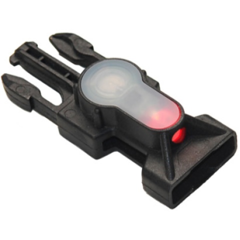 UK Arms Airsoft Tactical Red LED Strobe Light Buckle - BLACK