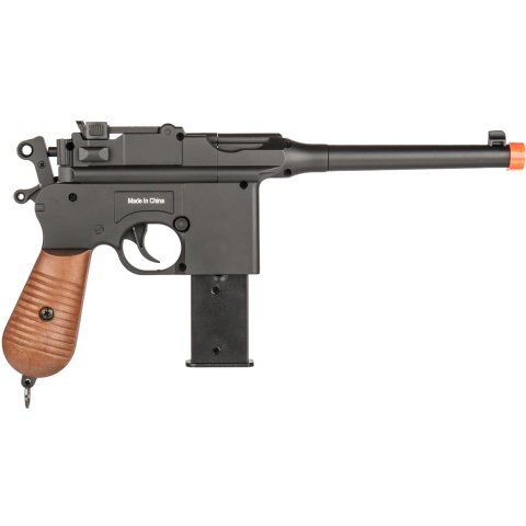 UK Arms Airsoft Mauser WWII Broomhandle Pistol - BLACK