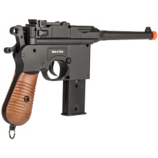 UK Arms Airsoft Mauser WWII Broomhandle Pistol - BLACK