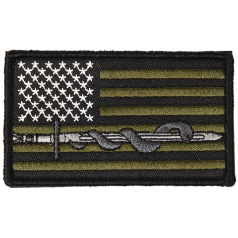 Lancer Tactical Airsoft Sword and Snake U.S. Flag Morale Patch - OD