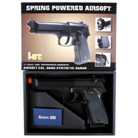 HFC M92F Heavyweight Airsoft Spring Pistol w/ SlideLock (Color: Black)