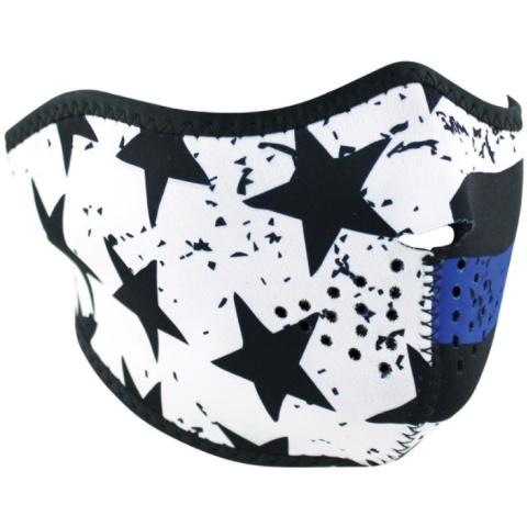 Zan Headgear Airsoft Tactical Blue Line Motley Half Face Mask - BLACK