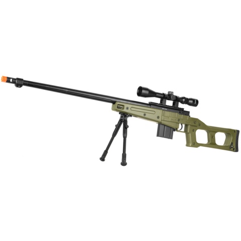 UK Arms Airsoft MK96 Covert Bolt Action Scope Rifle w/ Bipod - OD