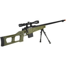 UK Arms Airsoft MK96 Covert Bolt Action Scope Rifle w/ Bipod - OD