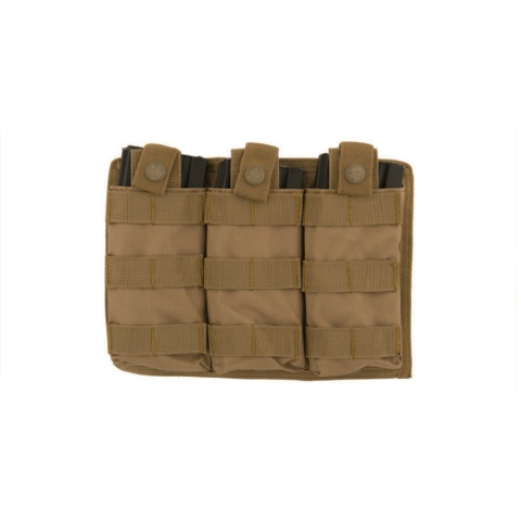 Lancer Tactical Airsoft Triple MOLLE M4 Magazine Pouch - TAN