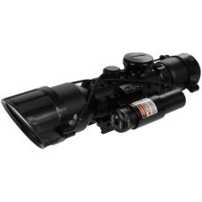 Lancer Tactical Airsoft 3-10x42mm Red/Green Scope w/ Laser - BLACK