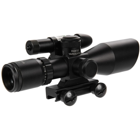 Lancer Tactical 2.5-10X40mm Red/Green Scope w/ Green Laser - BLACK