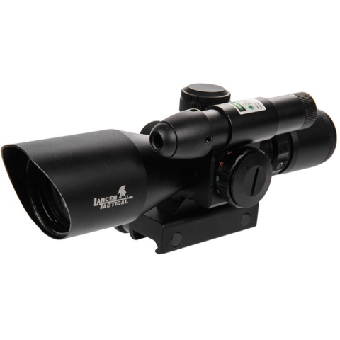 Lancer Tactical 2.5-10X40mm Red/Green Scope w/ Green Laser - BLACK