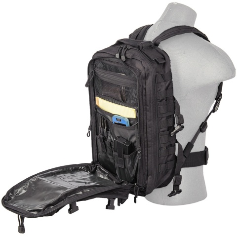 Lancer Tactical Laser Cut Webbing Multi-Purpose Backpack (Black)