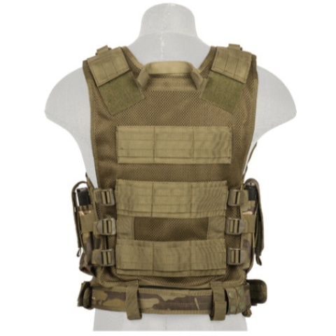Lancer Tactical Combat Cross Draw Vest w/ Holster - CAMO TROPIC