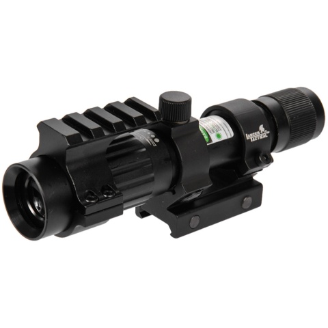 Lancer Tactical Airsoft Adjustable Green Laser Sight w/ Mount - BLACK