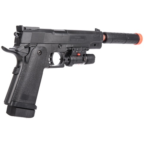 UK Arms P2001C Spring Airsoft Pistol w/ Mock Suppressor & Laser - BLACK