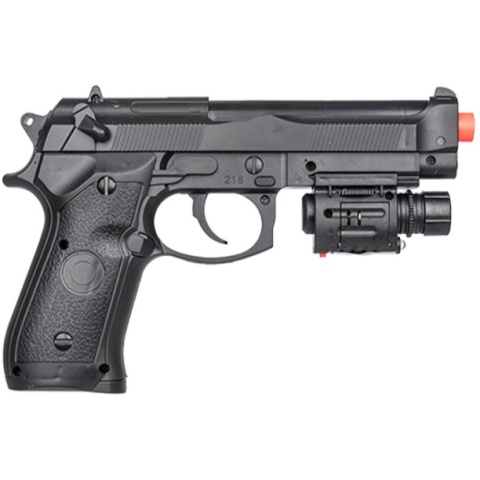 UK Arms P2218B Airsoft Spring Powered Pistol w/ Laser - BLACK
