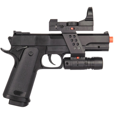 UK Arms G153BAF Airsoft Spring Laser Pistol w/ Flashlight - BLACK