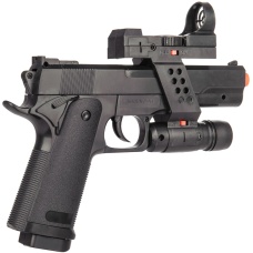 UK Arms G153BAF Airsoft Spring Laser Pistol w/ Flashlight - BLACK