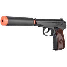 Galaxy G13H Airsoft Metal Spring Pistol w/ Mock Suppressor - WOOD