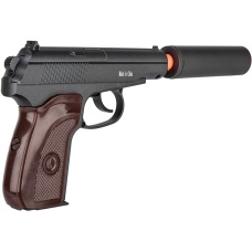 Galaxy G13H Airsoft Metal Spring Pistol w/ Mock Suppressor - WOOD