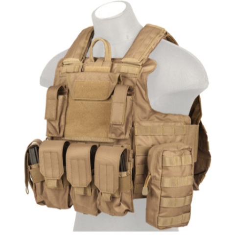 Lancer Tactical 600D Nylon Strike Tactical Vest (Coyote Brown)