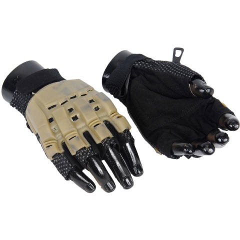 Airsoft Padded Half Finger Gloves [X-Small] - TAN