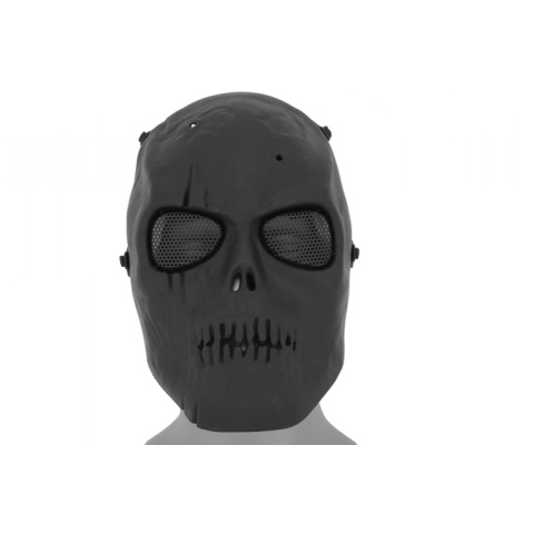 Airsoft Scarred Skull Mesh Face Mask - BLACK