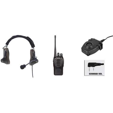 zComtac II Headset & zPeltor PTT w/ Baofeng 888S Radio - FOLIAGE