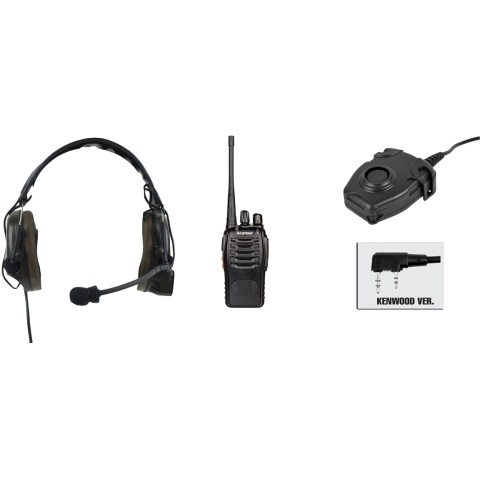 zComtac I Headset & zPeltor PTT w/ Baofeng 888S Radio - FOLIAGE