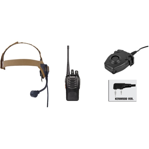 zSelex TASC1 Headset & zPeltor PTT w/ Baofeng 888S Radio Set - DE