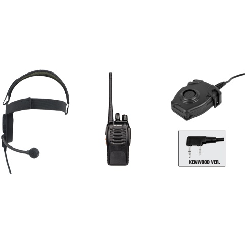 zBowman Evo III Headset & zPeltor PTT w/ Baofeng 888S Radio Set - BLACK