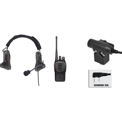 zComtac II Headset & ZU94 PTT w/ Baofeng 888S Radio Set - FG