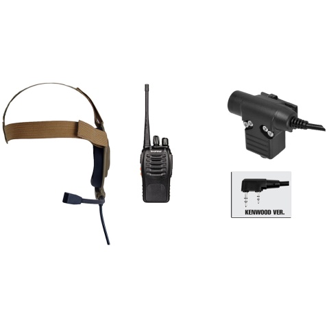 zBowman Elite II Headset & ZU94 PTT w/ Baofeng 888S Radio Set - DE