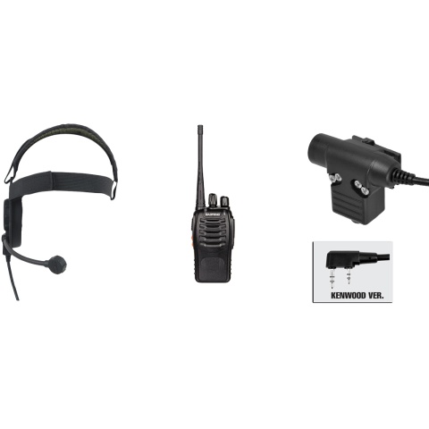 zBowman Evo III Headset & ZU94 PTT w/ Baofeng 888S Radio Set - BLACK