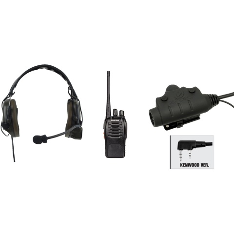 zComtac I Headset & U94 PTT w/ Baofeng 888S Radio - FOLIAGE