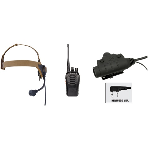 zSelex TASC1 Headset & U94 PTT w/ Baofeng 888S Radio - DARK EARTH