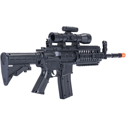 UK Arms Airsoft Mini M4 SIR Spring Powered Rifle w/ Scope - BLACK